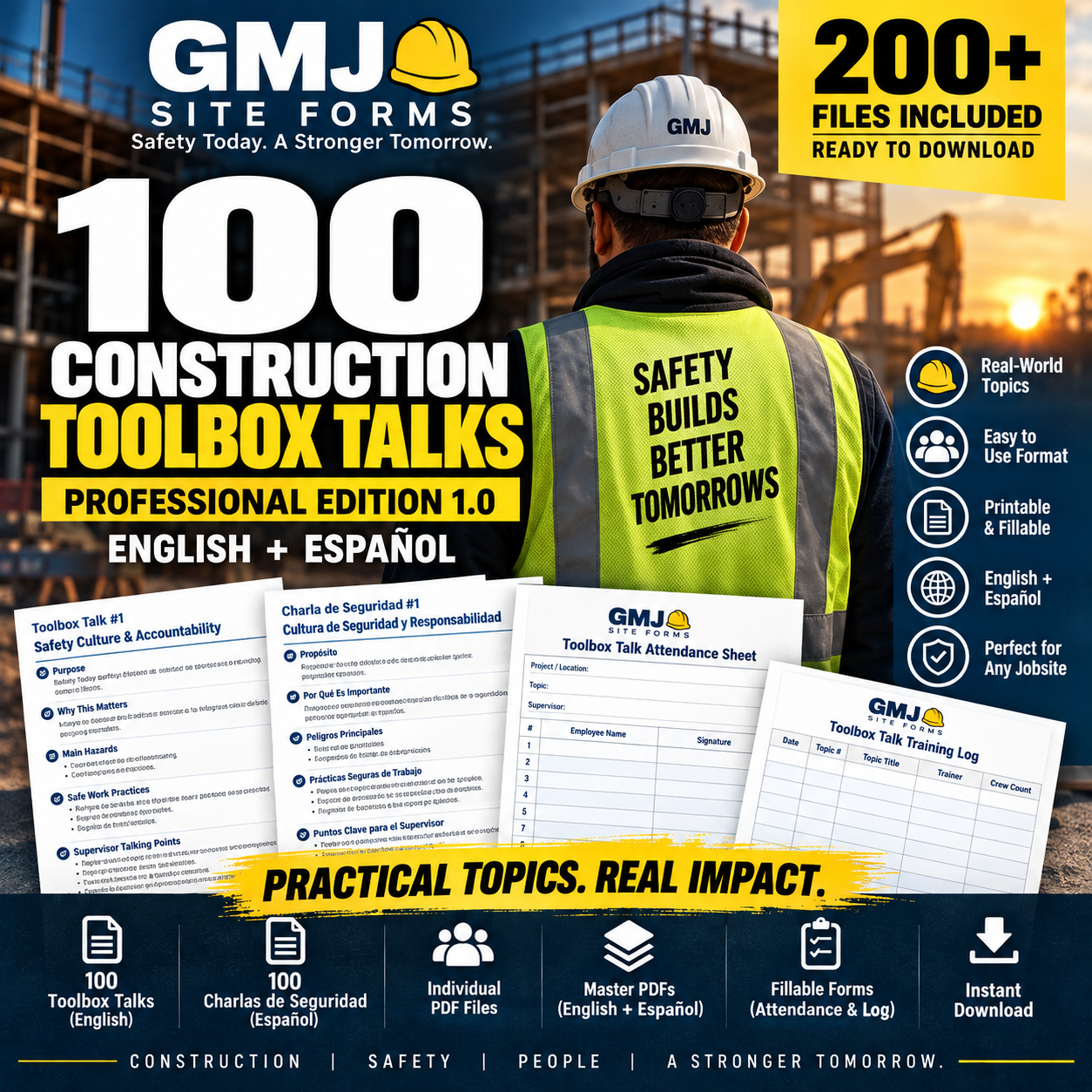 100 Construction Toolbox Talks English and Spanish cover